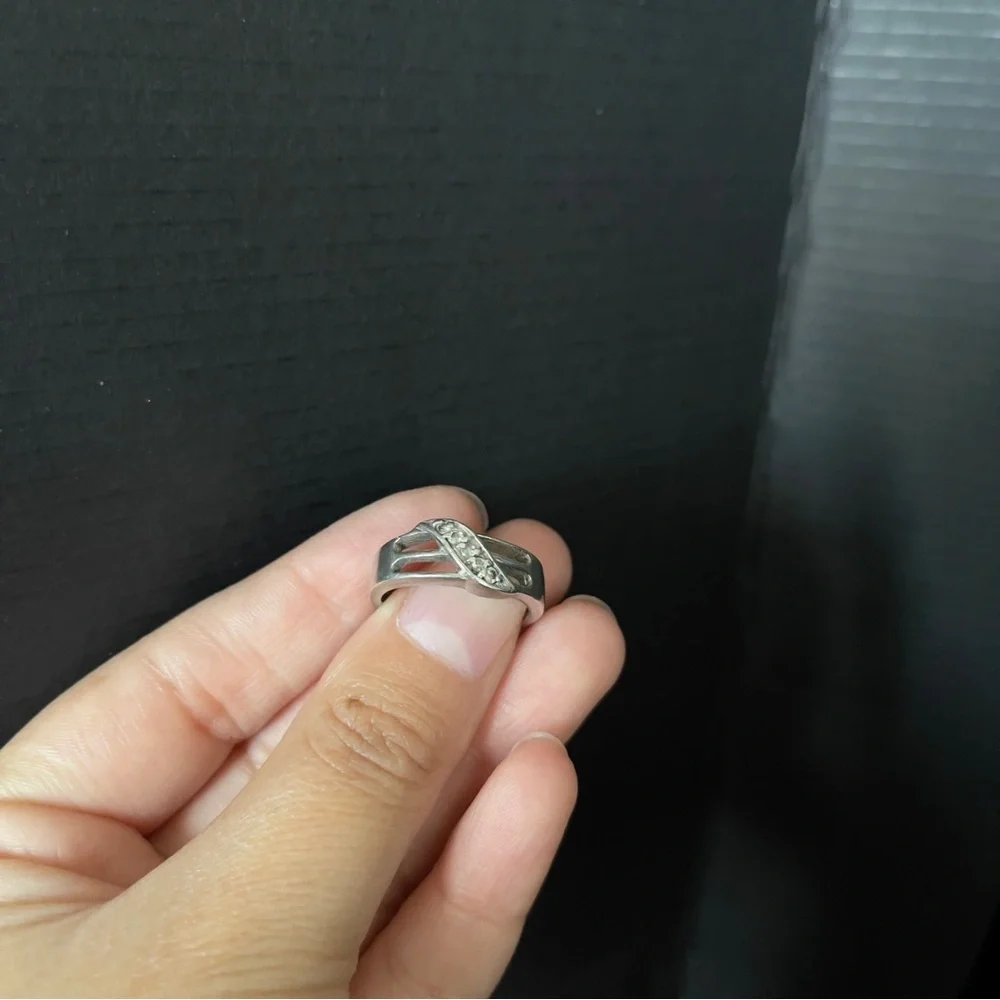 Sterling Silver Cz Bypass Size 6 Ring Signed 925 Tested